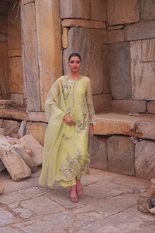 Vaayu Green Multicolor Jaal Kurta Set