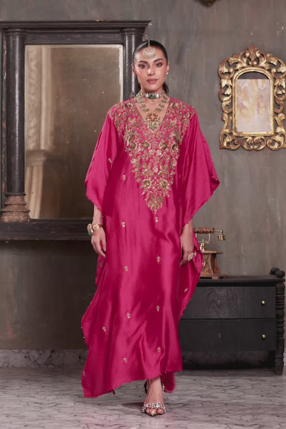 Zar:Rang Pink Kaftan Set