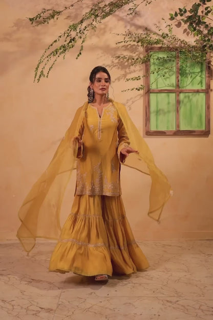 Vaayu Yellow Heavy Sharara Set