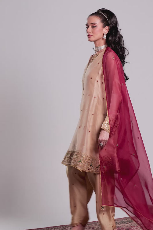 Zar:Rang Ivory Short Pheran Kurta Set