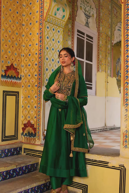 Ahista Green Kalidaar Set