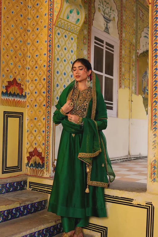 Ahista Green Kalidaar Set