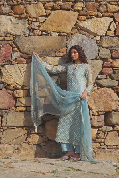 Vaayu Light Blue Buti Kurta Set
