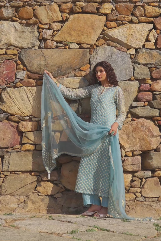 Vaayu Light Blue Buti Kurta Set