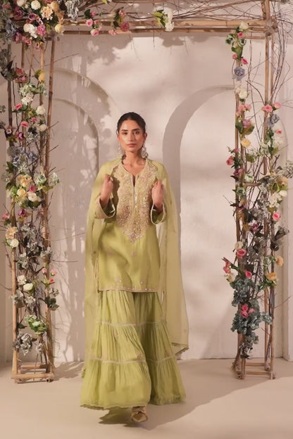 Vaayu Green Sharara Set