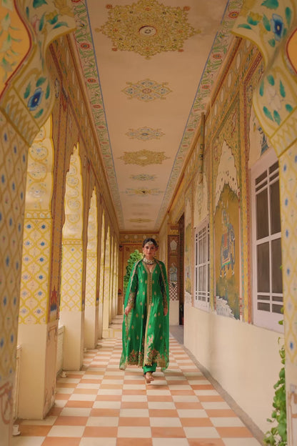 Ahista Green Jacket Anarkali Set