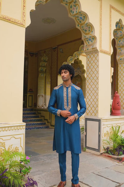 Ahista Blue Ambi Buta Kurta Set