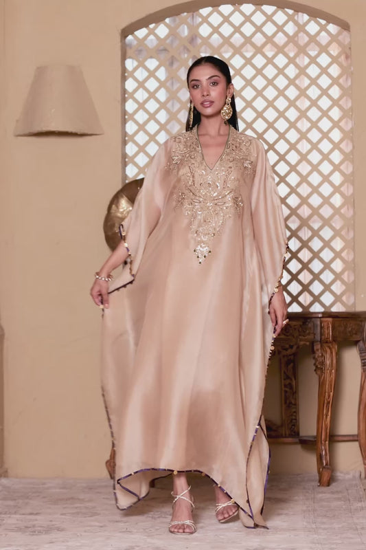 Zar:Rang Ivory Heavy Kaftan Set