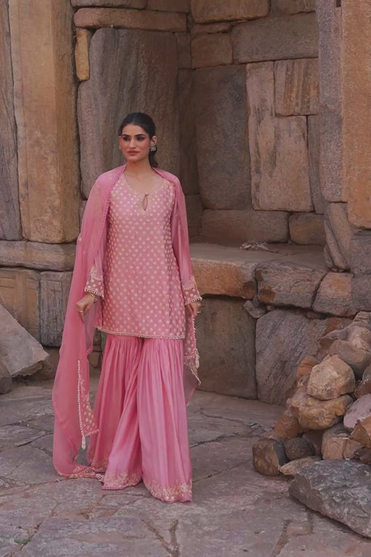 Vaayu Pink Buti Sharara Set