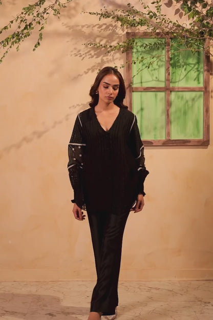 Vaayu Black V Neck Co ord Set