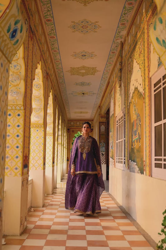 Ahista Purple Printed Sharara Set