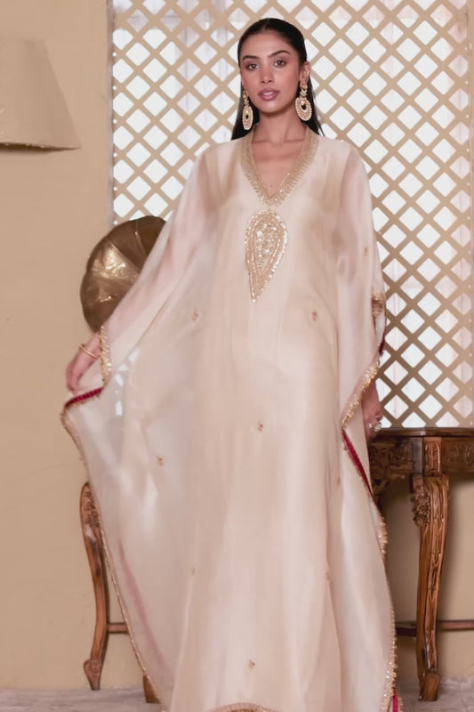 Mehrang Ivory Kaftan Set