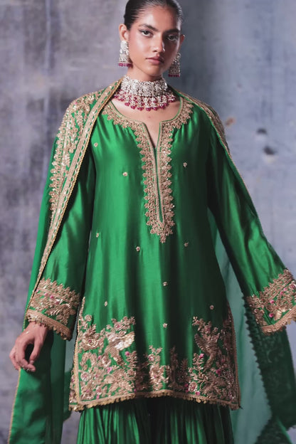 Zar:Rang Green Heavy Sharara Set