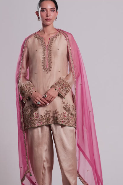 Zar:Rang Ivory Heavy Short Kurta Set