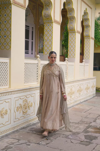 Ahista Ivory Printed Heavy Angrakha