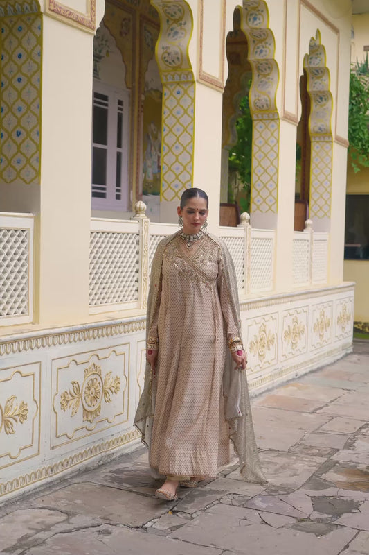 Ahista Ivory Printed Heavy Angrakha