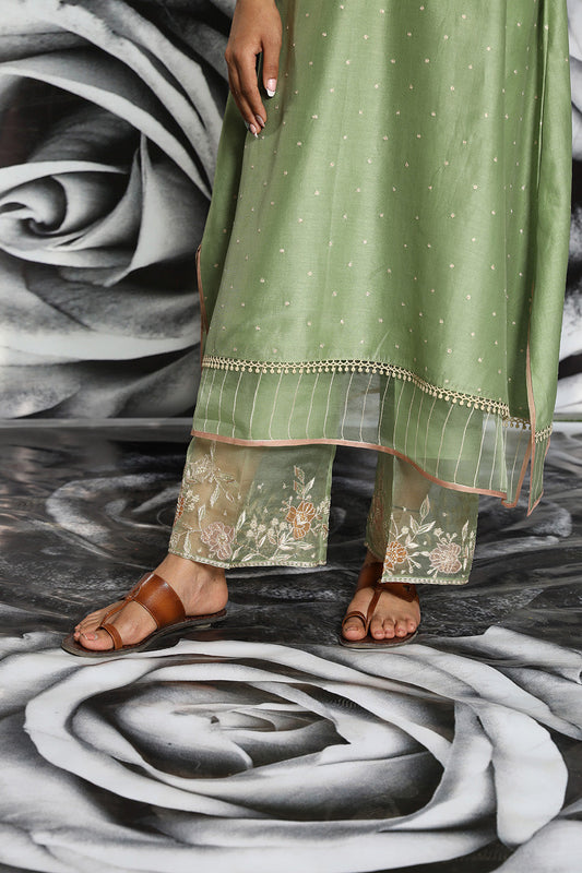 Mint Green Applique Layered Kurta Set