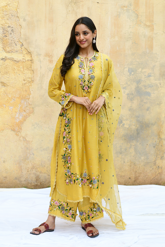 Yellow Orchid Heavy Long Kurta