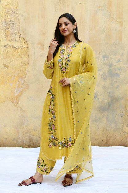 Yellow Orchid Heavy Long Kurta