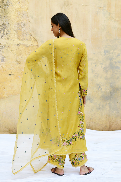 Yellow Orchid Heavy Long Kurta