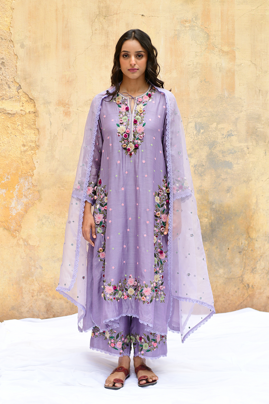 Lilac Orchid Heavy Long Kurta