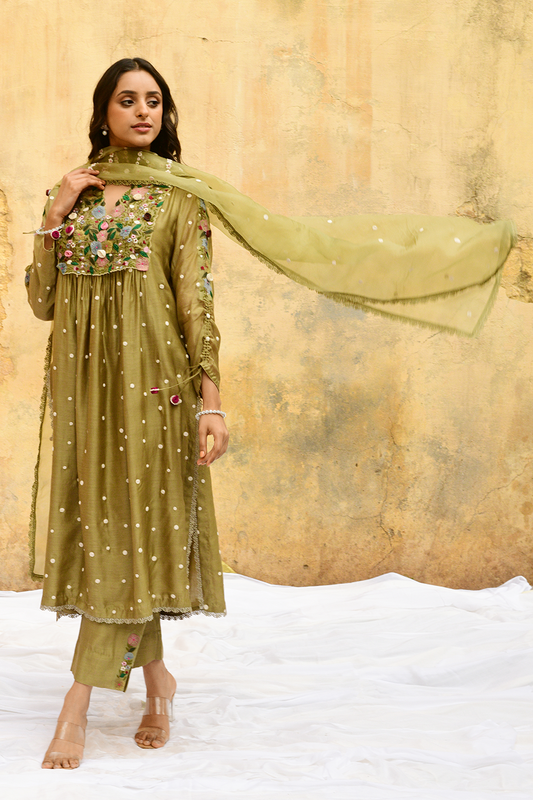Olive Green Orchid Frockstyle