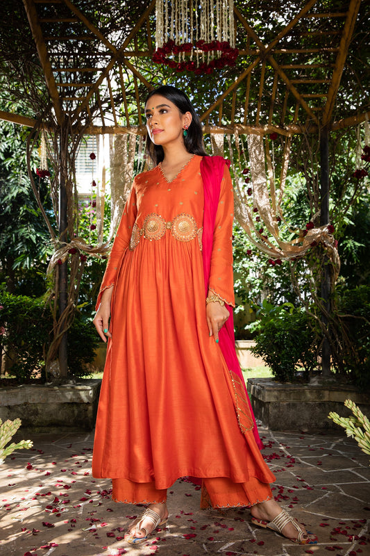 Orange Mandala Kurta Set