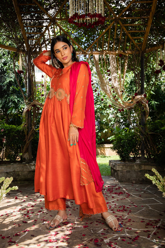 Orange Mandala Kurta Set