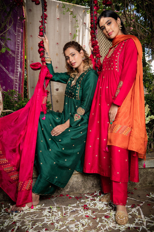 Green Zardozi Kurta Set