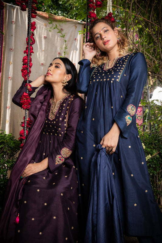 Purple Zardozi Kurta Set