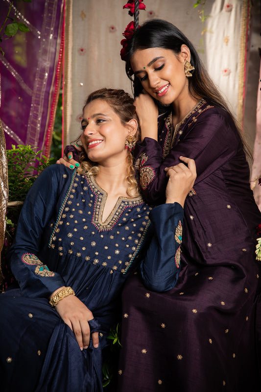 Purple Zardozi Kurta Set