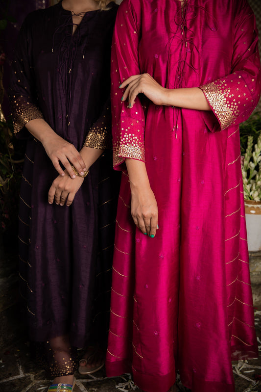 Purple Gold Tikki Kurta Set