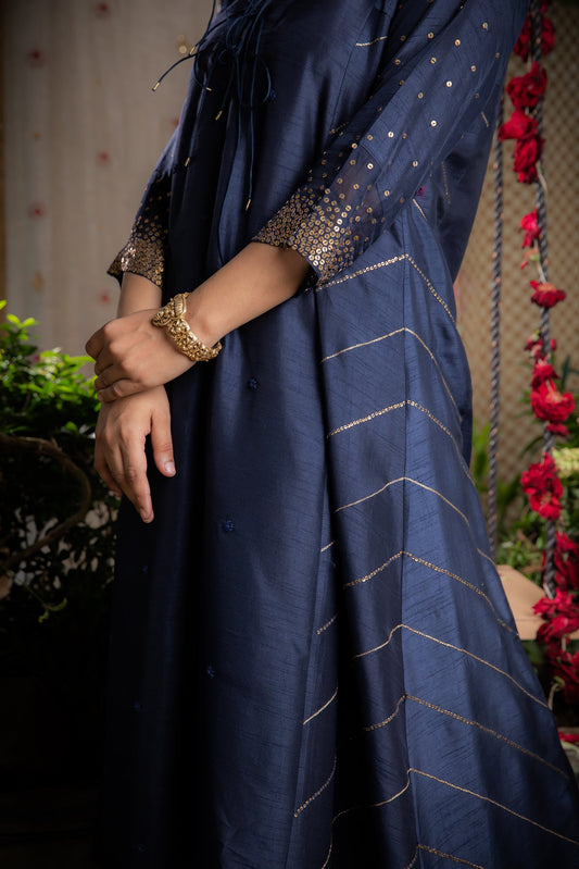 Blue Gold Tikki Kurta Set