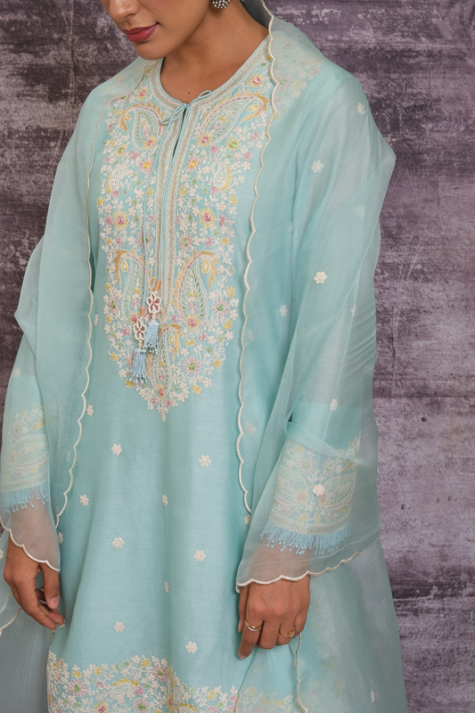 Light Blue Dori Paisley Sharara Set