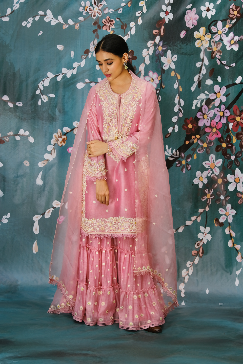 Pink Dori Paisley Sharara Set