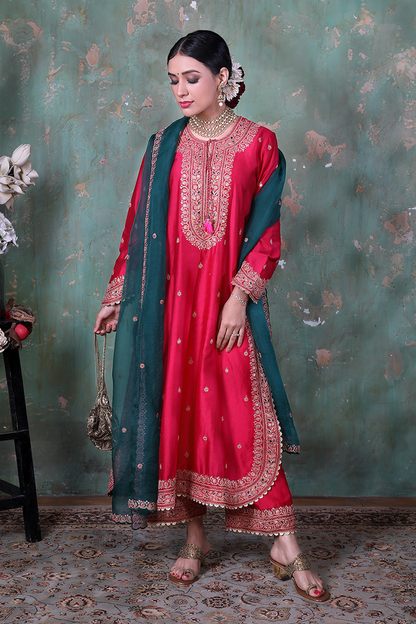 Pink Marodi Long Kurta Set