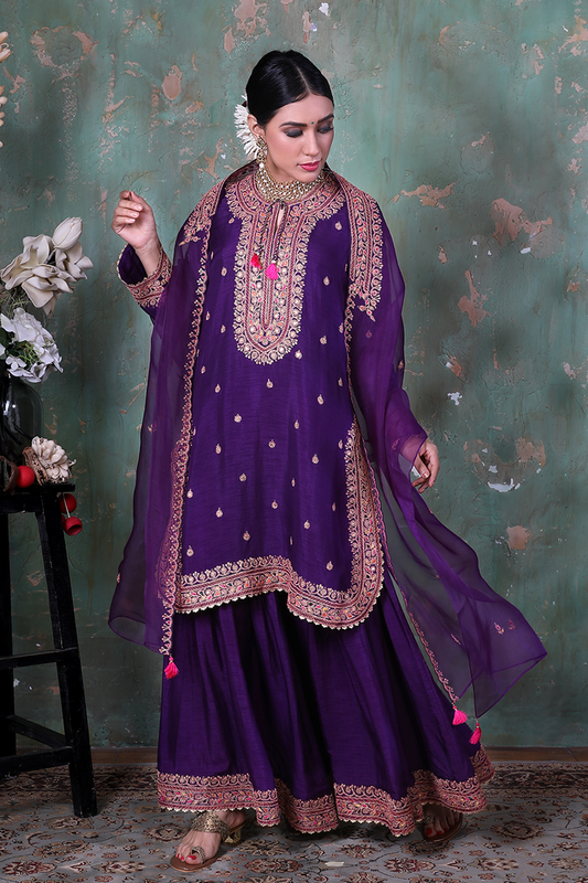 Purple Marodi Sharara Set
