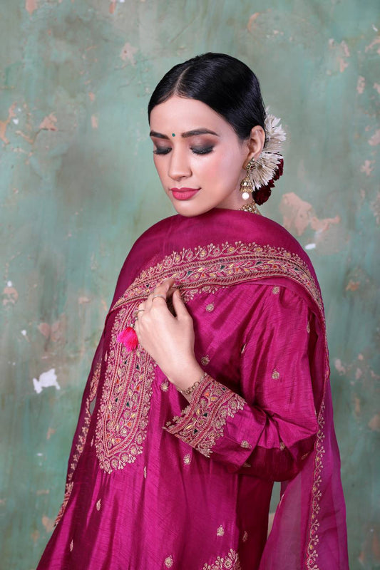 Wine Marodi Long Kurta Set