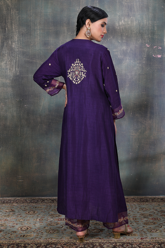 Purple Leaf Jaal Chunnat Kurta