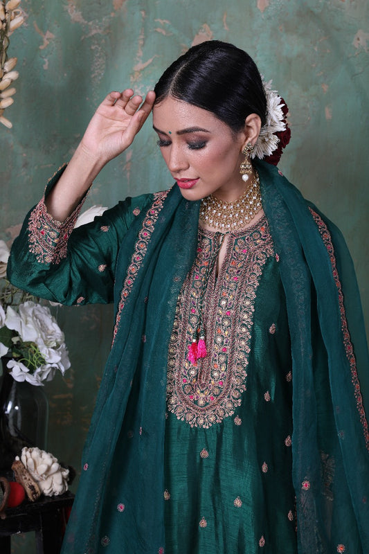 Green Marodi Sharara Set