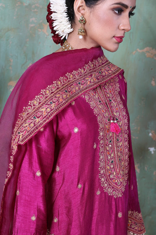 Wine Marodi Long Kurta Set