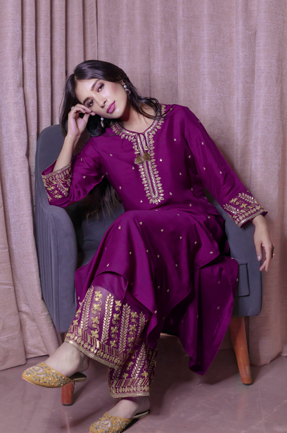 Purple Noor Farshi Kurta Set