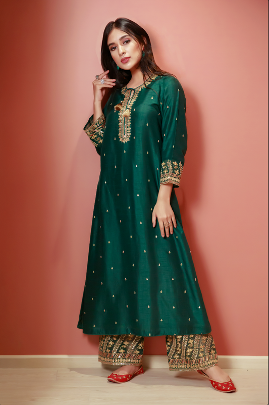 Emerald Green Noor Farshi Kurta Set