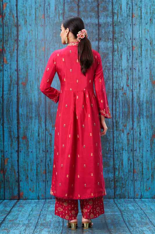 Pink Kairi Buta Jaal Frockstyle