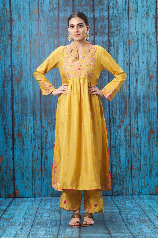 Mustard Kairi Buta Jaal Frockstyle
